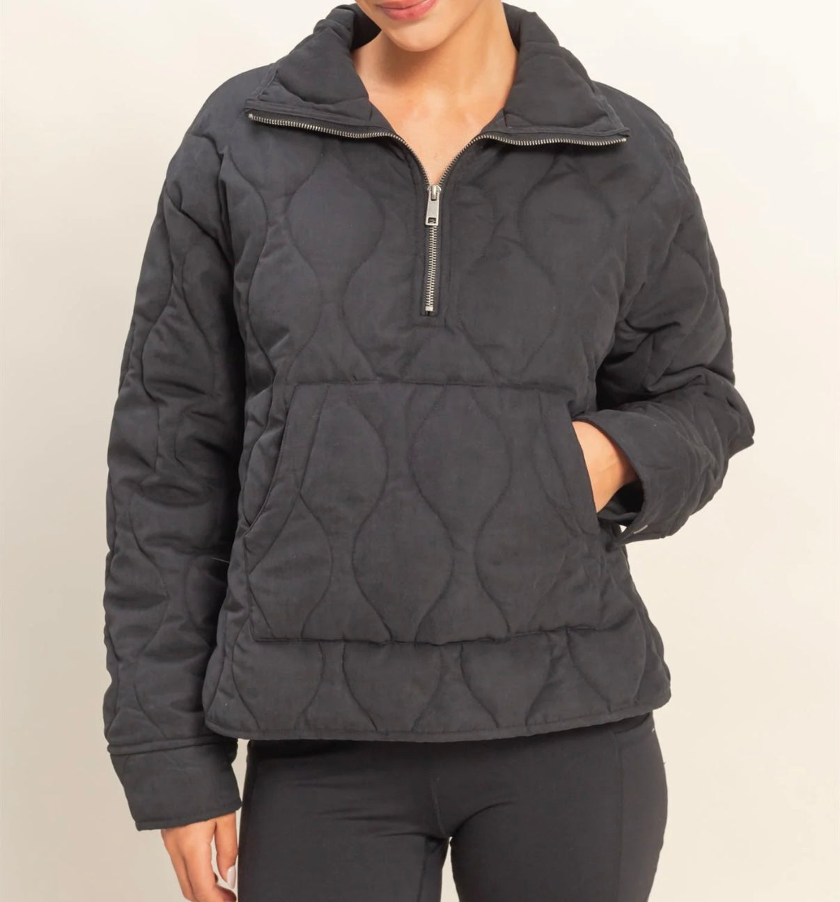 Quilted Half zip pullover