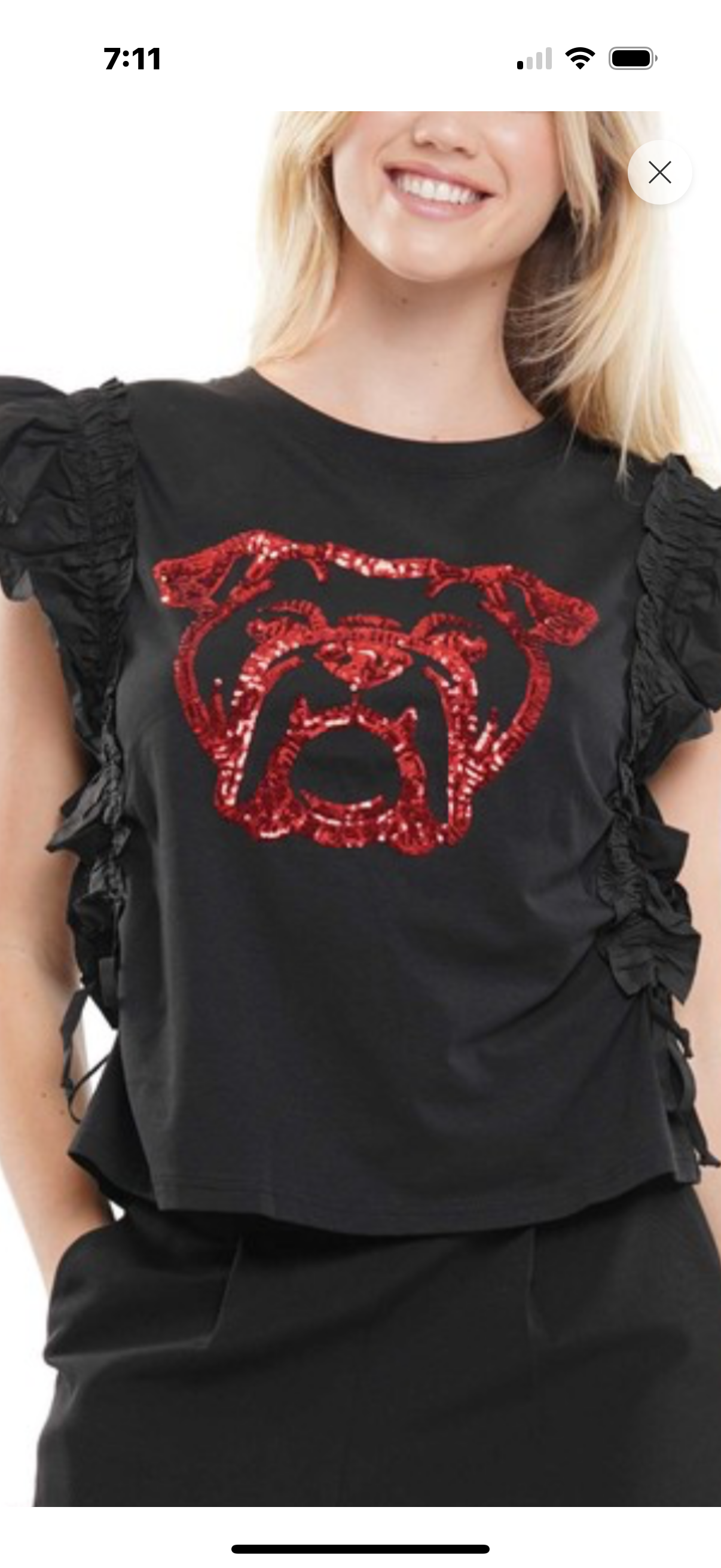 Black/Red Sequin Bulldog Top