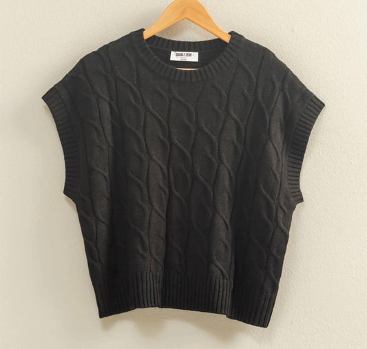 Black cable knit sweater